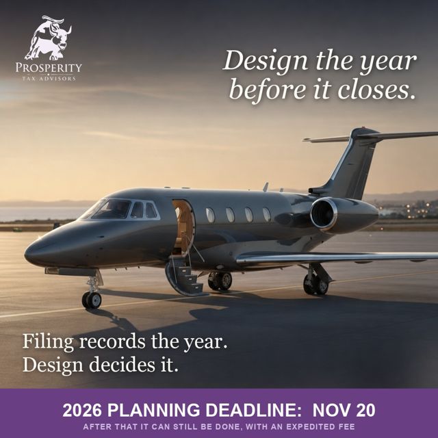 Private jet ad for a tax firm