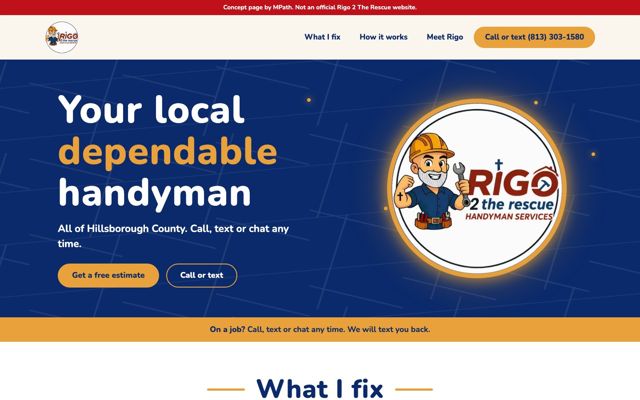 Landing page for a handyman